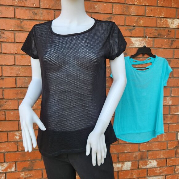 Athletic Works Tops - Lot of 2 Short Sleeve Mesh Workout Shirts Ladies Size LG (12-14)